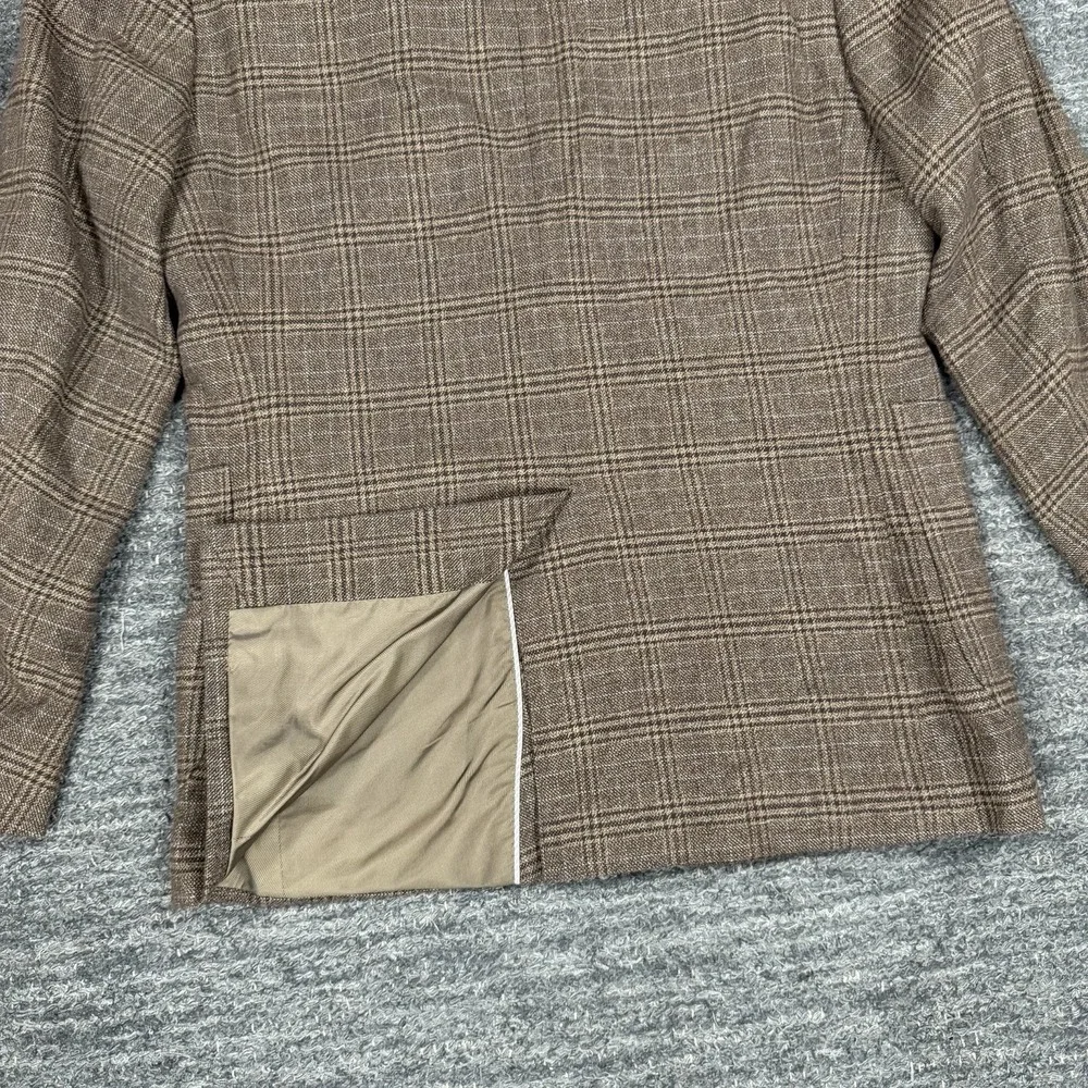 Banana Republic Blazer Men 38S Brown Plaid Sport Coat Italian Fabric Cotton